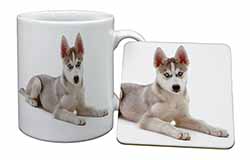 Siberian Husky Puppy Mug and Coaster Set