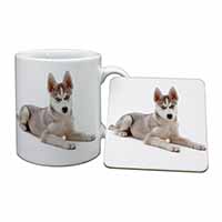 Siberian Husky Puppy Mug and Coaster Set