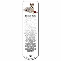 Siberian Husky with Red Rose Bookmark, Book mark, Printed full colour