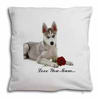 Husky with Red Rose 