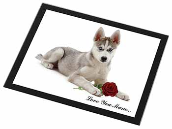 Husky with Red Rose 