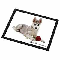 Husky with Red Rose 