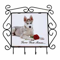 Husky with Red Rose 