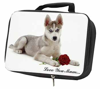 Husky with Red Rose 