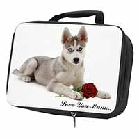 Husky with Red Rose 