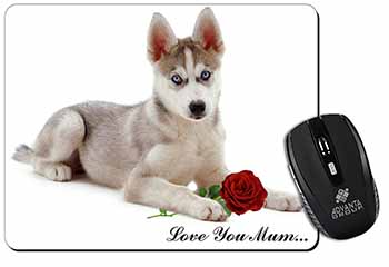 Husky with Red Rose 