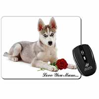 Husky with Red Rose 