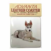 Siberian Husky Puppy Single Leather Photo Coaster, Printed Full Colour  - Advanta Group®
