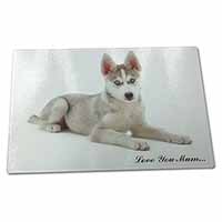 Large Glass Cutting Chopping Board Siberian Husky Dog 