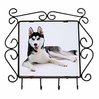 Siberian Husky Dog Wrought Iron Key Holder Hooks