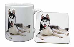 Siberian Husky Dog Mug and Coaster Set