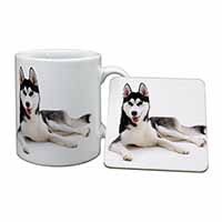 Siberian Husky Dog Mug and Coaster Set