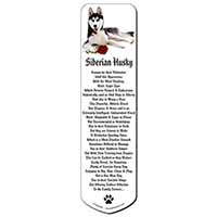 Siberian Husky with Red Rose Bookmark, Book mark, Printed full colour