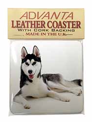 Siberian Husky Dog Single Leather Photo Coaster