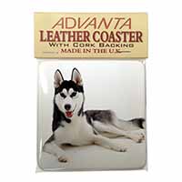 Siberian Husky Dog Single Leather Photo Coaster