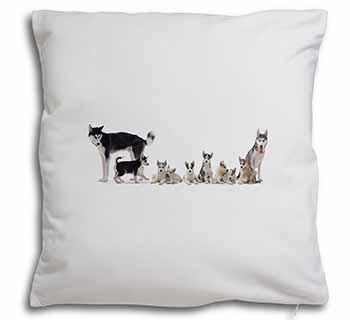 Siberian Huskies Soft White Velvet Feel Scatter Cushion