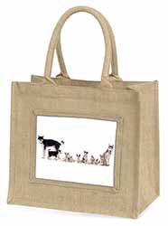 Siberian Huskies Natural/Beige Jute Large Shopping Bag