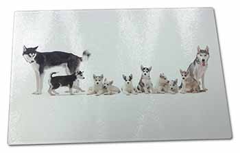 Large Glass Cutting Chopping Board Siberian Huskies