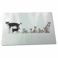 Large Glass Cutting Chopping Board Siberian Huskies