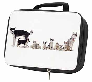 Siberian Huskies Black Insulated School Lunch Box/Picnic Bag