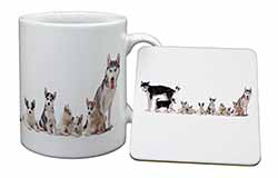 Siberian Huskies Mug and Coaster Set