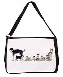 Siberian Huskies Large Black Laptop Shoulder Bag School/College