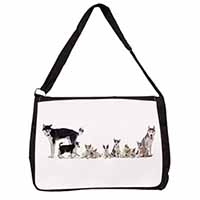 Siberian Huskies Large Black Laptop Shoulder Bag School/College