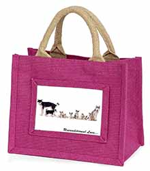 Siberian Husky Family with Love Little Girls Small Pink Jute Shopping Bag