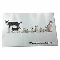 Large Glass Cutting Chopping Board Siberian Husky Family with Love