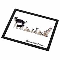 Siberian Husky Family with Love Black Rim High Quality Glass Placemat
