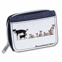 Siberian Husky Family with Love Unisex Denim Purse Wallet