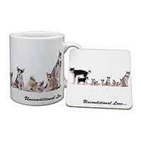 Siberian Husky Family with Love Mug and Coaster Set