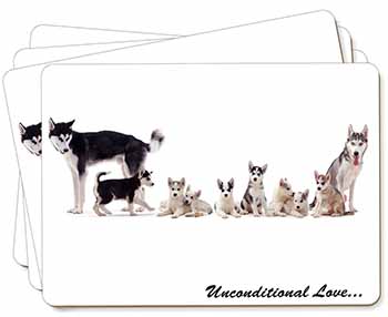 Siberian Husky Family with Love Picture Placemats in Gift Box