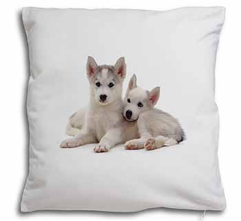 Siberian Huskies Soft White Velvet Feel Scatter Cushion