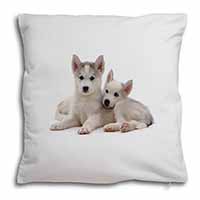 Siberian Huskies Soft White Velvet Feel Scatter Cushion