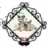Siberian Huskies Wrought Iron Wall Art Candle Holder
