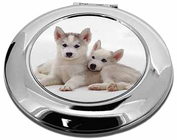 Siberian Huskies Make-Up Round Compact Mirror