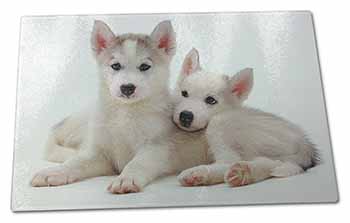 Large Glass Cutting Chopping Board Siberian Huskies