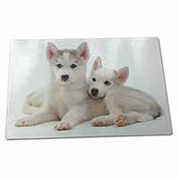 Large Glass Cutting Chopping Board Siberian Huskies