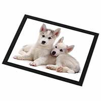 Siberian Huskies Black Rim High Quality Glass Placemat