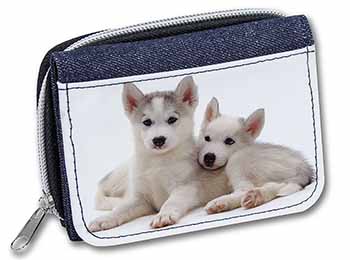 Siberian Huskies Unisex Denim Purse Wallet