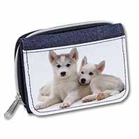 Siberian Huskies Unisex Denim Purse Wallet