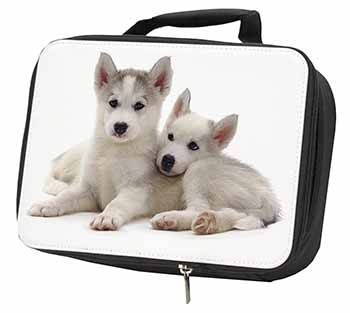 Siberian Huskies Black Insulated School Lunch Box/Picnic Bag