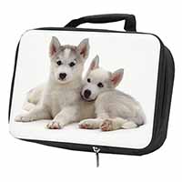 Siberian Huskies Black Insulated School Lunch Box/Picnic Bag