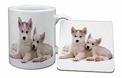 Siberian Huskies Mug and Coaster Set