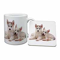 Siberian Huskies Mug and Coaster Set