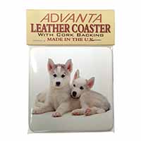 Siberian Huskies Single Leather Photo Coaster