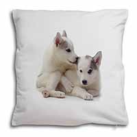 Siberian Husky Soft White Velvet Feel Scatter Cushion