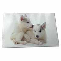 Large Glass Cutting Chopping Board Siberian Husky