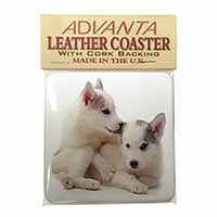 Siberian Husky Single Leather Photo Coaster